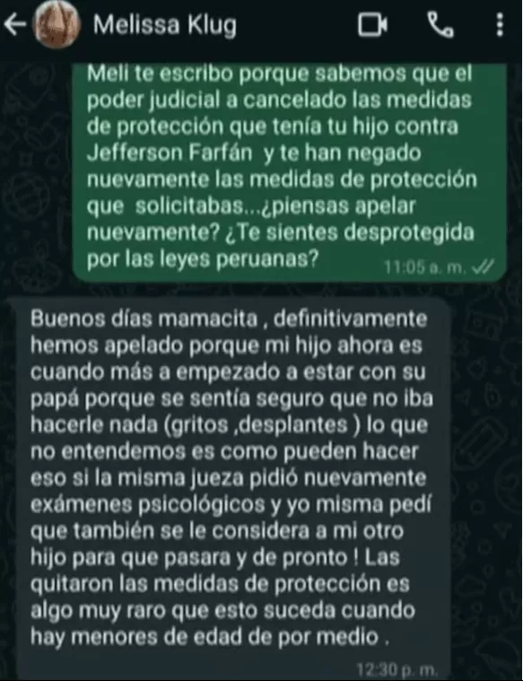 Melissa Klug molesta con el Poder Judicial por rechazar medidas de protección contra Jefferson Farfán a su hijo / América Hoy