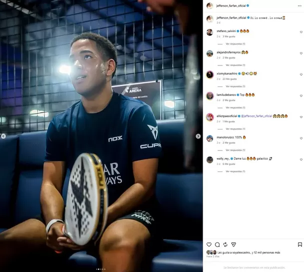 Jefferson Farfán reacción al debut de su hijo en el pádel / IG: jefferson_farfan_oficial Jefferson Farfán reacción al debut de su hijo en el pádel / IG: jefferson_farfan_oficial