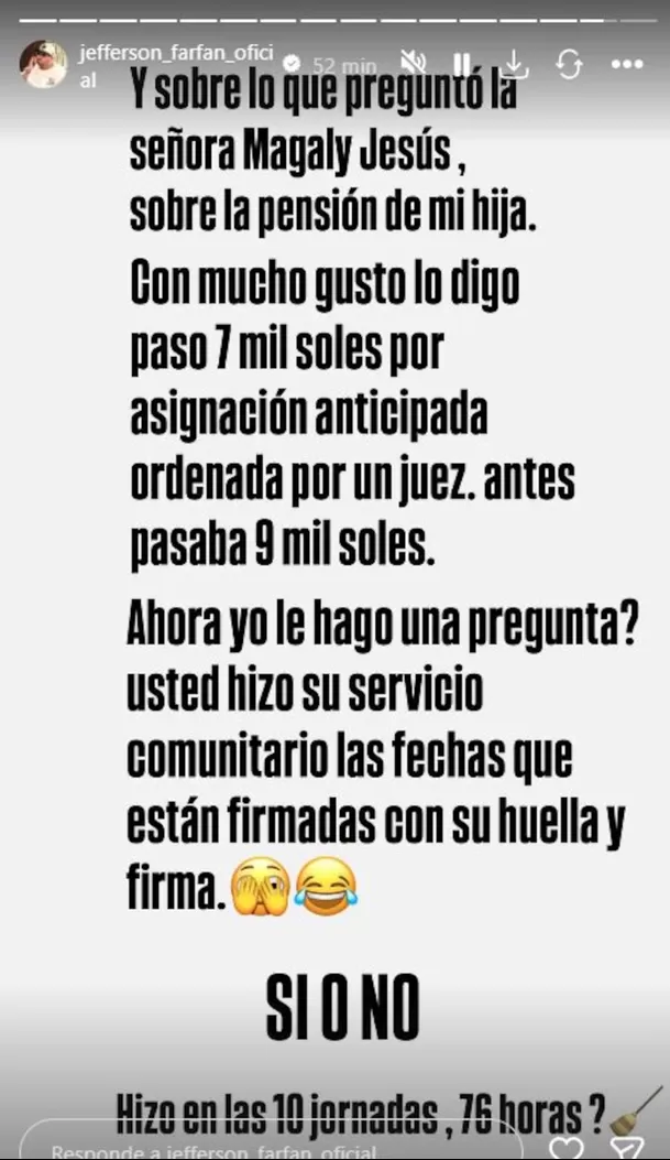 Jefferson Farfán revela monto de pensión a su hija con Darinka Ramírez / IG: @jefferson_farfan_oficial
