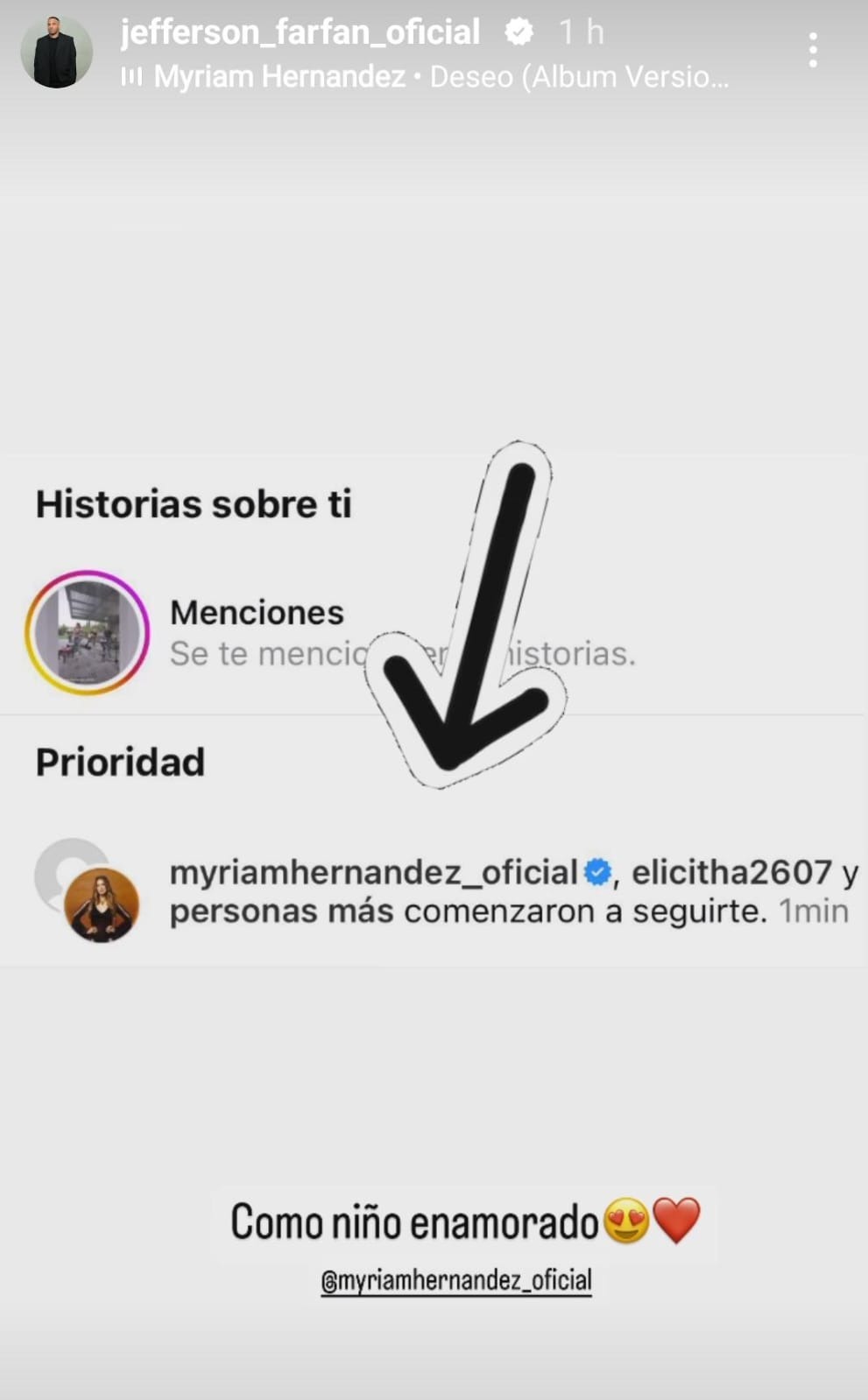 Myriam Hernández comenzó a seguir a Jefferson Farfán. Fuente: Instagram