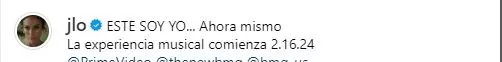 Este fue el anuncio oficial de la fecha de lanzamiento en la que Jennifer Lopez lanzará su tercer album 'Esta soy yo ahora'/Foto: Instagram