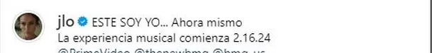 Este fue el anuncio oficial de la fecha de lanzamiento en la que Jennifer Lopez lanzará su tercer album 'Esta soy yo ahora'/Foto: Instagram