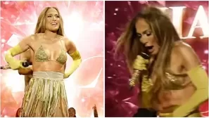 Jennifer Lopez sufrió bochornoso momento al caerse su falda en pleno show. Fuente: TikTOk