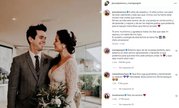 Jesús Alzamora dedica amoroso mensaje a su esposa/ Foto: Instagram