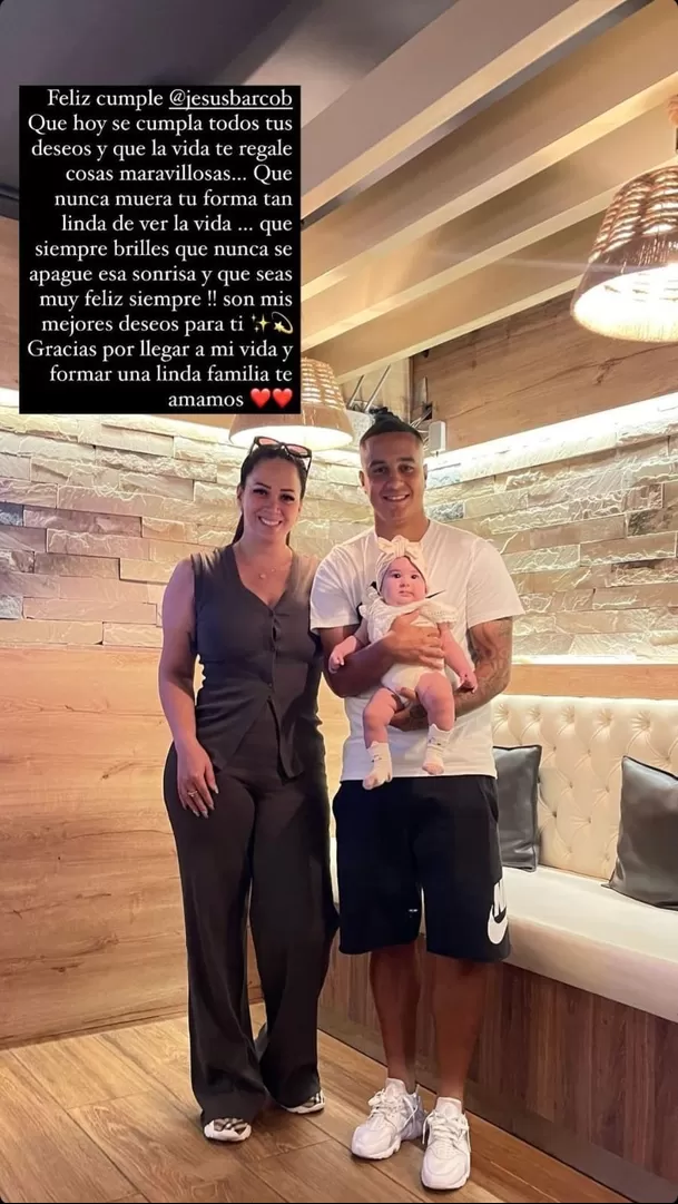 Jesús Barco celebró su cumpleaños junto a Melissa Klug y su hija Cayetana. Fuente: Instagram