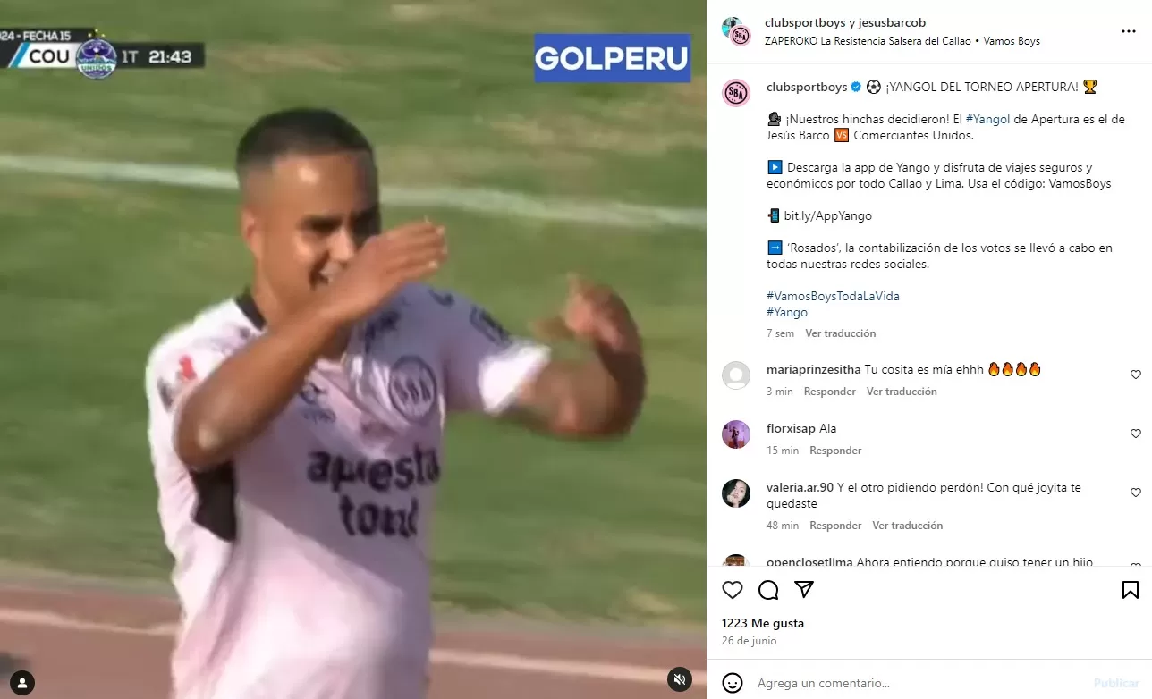 Reacciones de los usuarios en las redes sociales de Jesús Barco. Fuente: Instagram