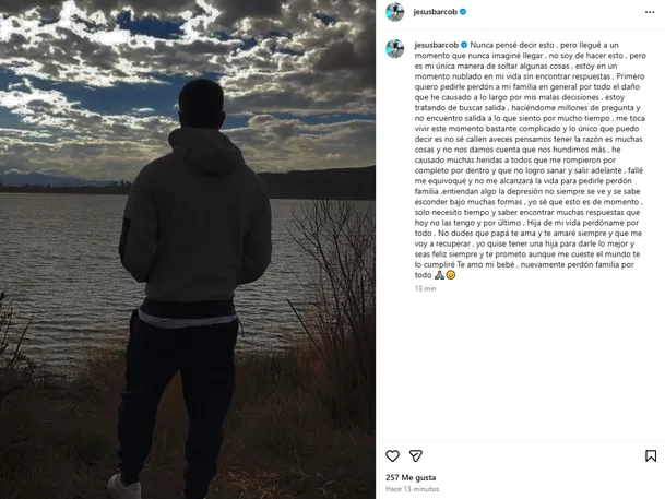Jesús Barco preocupa al confesar difícil momento personal / Captura Instagram