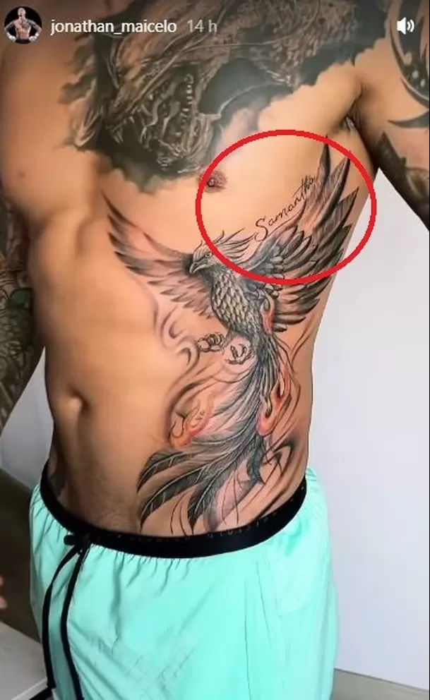 Jonathan Maicelo se tatuó el nombre de Samantha Batallanos/Foto: Instagram