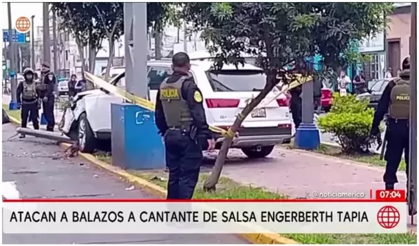 El cantante Engerberth Tapia intentó escapar, pero chocó contra el alumbrado público en el jirón Cochrane con Miguel Grau en el Callao / América Noticias El cantante Engerberth Tapia intentó escapar, pero chocó contra el alumbrado público en el jirón Cochrane con Miguel Grau en el Callao / América Noticias