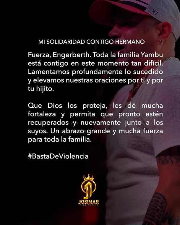 Mensaje de Josimar a salsero Engerberth Tapia tras brutal ataque en el Callao / IG: @josimarfideloficial Mensaje de Josimar a salsero Engerberth Tapia tras brutal ataque en el Callao / IG: @josimarfideloficial