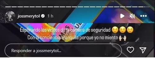 Jossmery Toledo publicó este mensaje minutos antes de la emisión de las imágenes del estacionamiento del centro comercial Jockey Plaza/Foto: Instagram