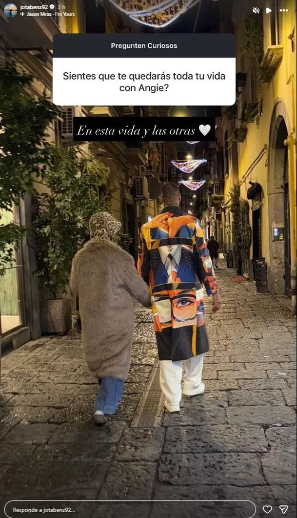 Jota Benz impactó al responder si se quedará toda la vida con Angie Arizaga / Instagram