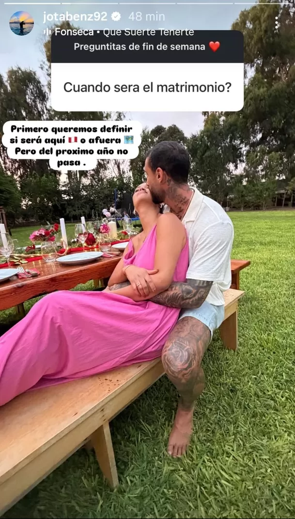 Jota Benz brindó mayores detalles de su boda con Angie Arizaga / Instagram