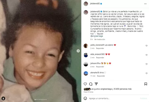 Jota dedicó conmovedor mensaje a Angie por su cumpleaños