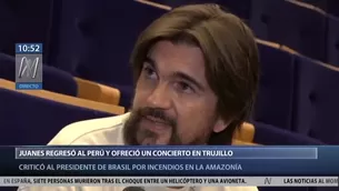 Juanes tilda de “nefasto” al presidente de Brasil por incendios en la Amazonía