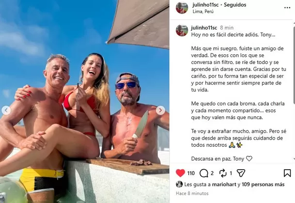 La despedida de Julinho a su suegro, don Tonny Carvalho / Instagram