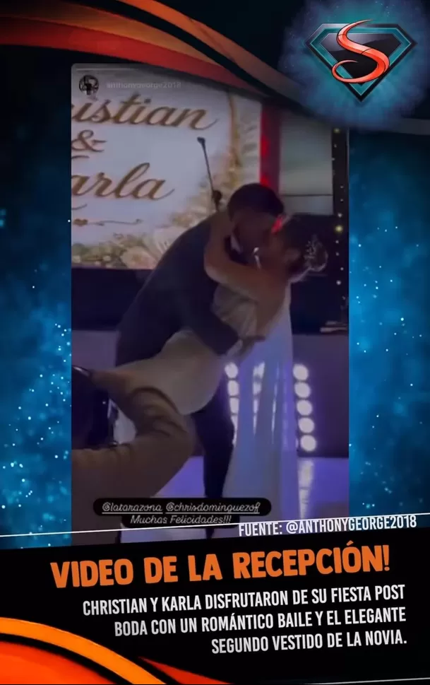 Karla Tarazona y Domínguez se dan apasionado beso en su primer baile como esposos / Fuente: Video: @instarandula Karla Tarazona y Domínguez se dan apasionado beso en su primer baile como esposos / Fuente: Video: @instarandula