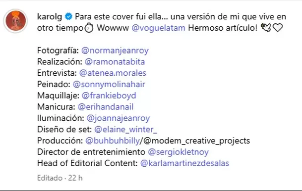 Karol G y su post / Instagram Karol G y su post / Instagram