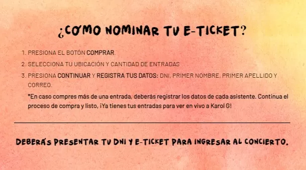 Teleticket explica como nominar entrada | Imagen: Teleticket Teleticket explica como nominar entrada | Imagen: Teleticket