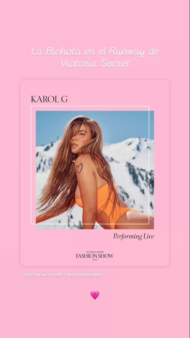 Karol G confirma su presentación en el Victoria’s Secret / Instagram 