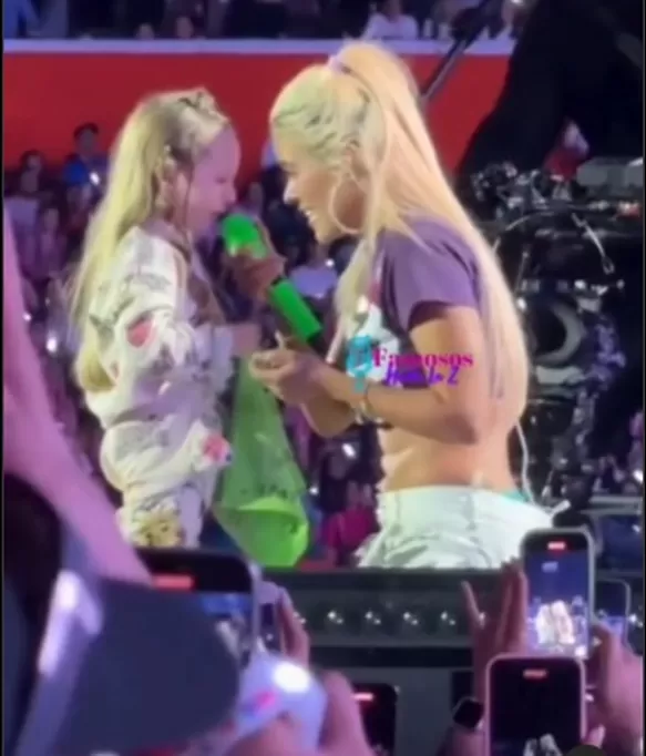 Karol G sorprendió al “regañar” a mamá de una niña en pleno concierto. Foto y video: Instagram