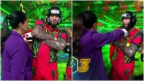 Katia Palma corre a cuadrar a Jota tras triunfo y lo sorprende con tremendo “empujón” / AméricaTV