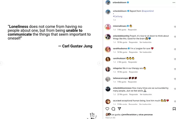 Mensaje de Orlando Bloom en medio de rumores de separación de Katy Perry / Instagram