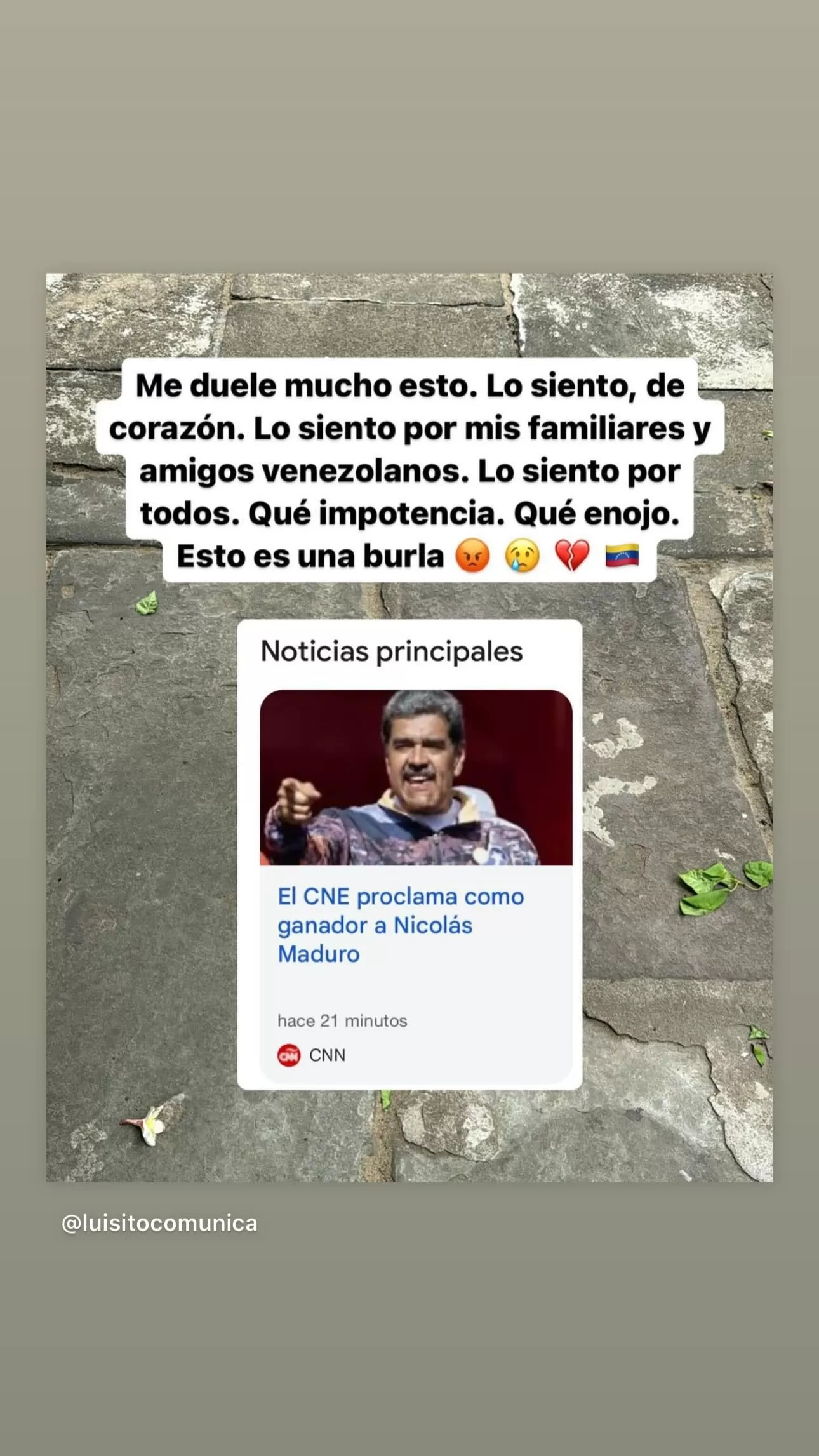 Korina Rivadeneira mostró su decepción por el resultado de las elecciones en Venezuela/Foto: Instagram 