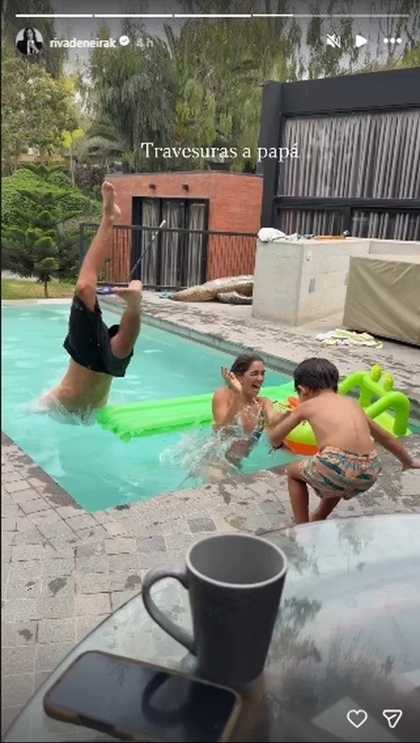 Korina Rivadeneira y Mario Hart juntos en un día de piscina / Instagram