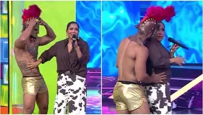 Leandro hizo saltar del susto a Katia Palma tras abrazarla por detrás / AméricaTV