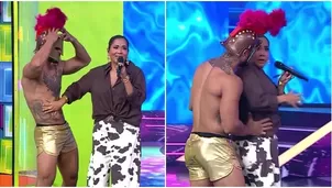 Leandro hizo saltar del susto a Katia Palma tras abrazarla por detrás / AméricaTV