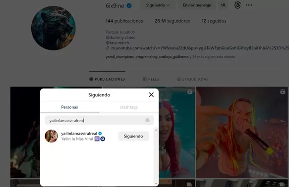 Tekashi borró las fotos con Yailín pero, aún sigue su cuenta en Instagram / Foto: Instagram