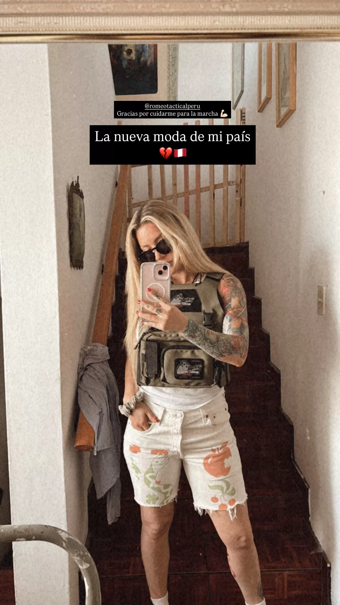 Leslie Shaw asiste a ‘Marcha por la paz’ con chaleco antibalas. Fuente: Instagram Leslie Shaw asiste a ‘Marcha por la paz’ con chaleco antibalas. Fuente: Instagram