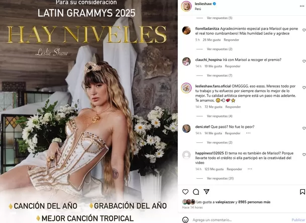 Usuarios le recordaron a Leslie Shaw que 'Hay Niveles' también fue interpretada por Marisol / Instagram Usuarios le recordaron a Leslie Shaw que 'Hay Niveles' también fue interpretada por Marisol / Instagram