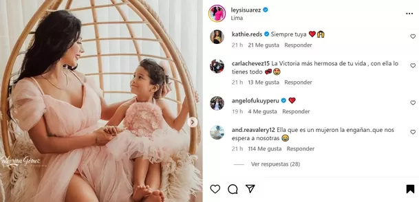 Leysi Suárez y su hija Victoria / Instagram