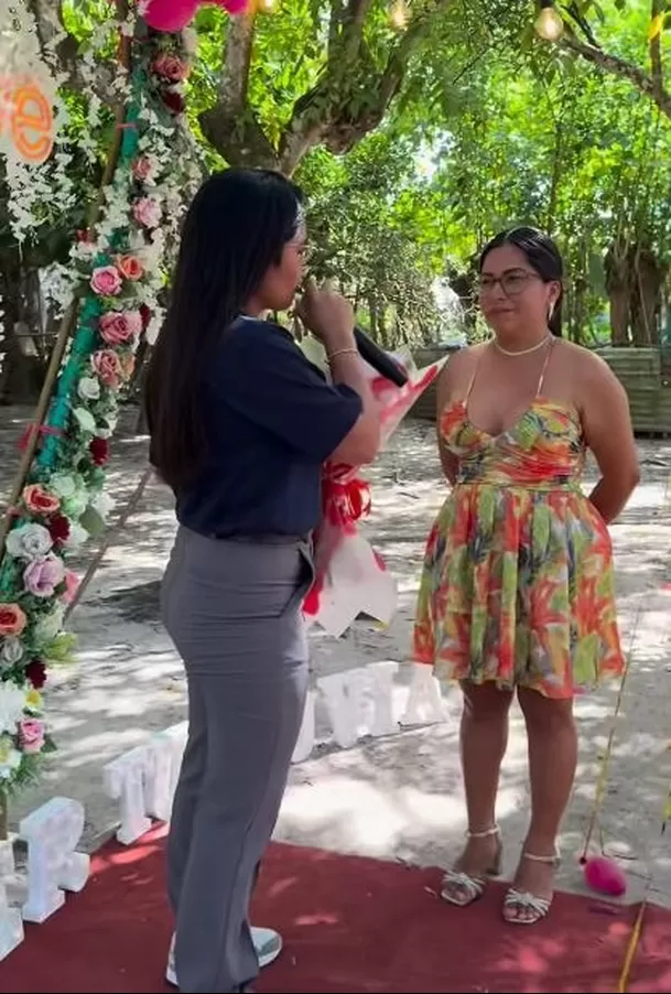 Lis Padilla recibió tremenda sorpresa de amor de su pareja Tania Pinedo / Captura