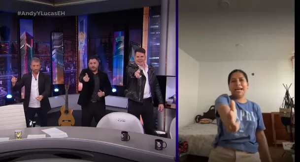 Así fue el esperado encuentro entre Andy y Lucas y Lis Padilla. Foto: Captura El Hormiguero