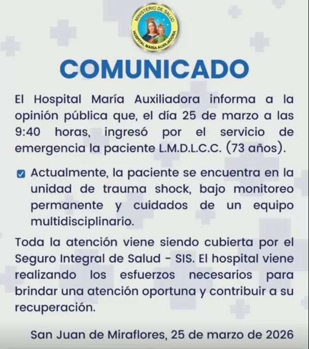 Comunicado sobre el estado de salud de Lucía de la Cruz / Facebook Comunicado sobre el estado de salud de Lucía de la Cruz / Facebook