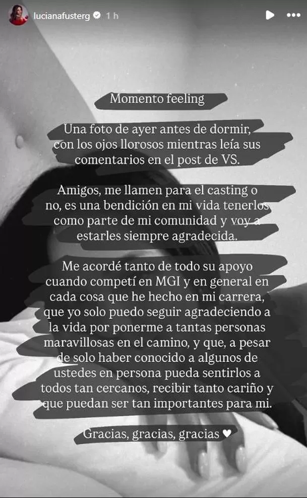 Luciana Fuster conmovida por apoyo tras casting a Victoria’s Secret / Instagram