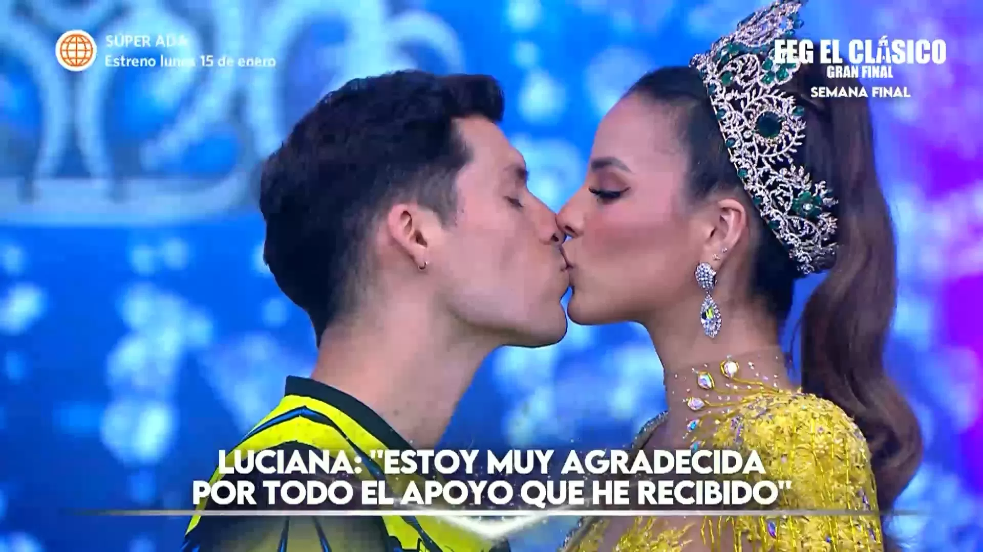 Luciana Fuster dio romántico beso a Patricio Parodi en EEG. Fuente: AméricaTV