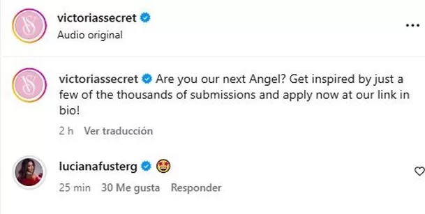 El mensaje de Luciana Fuster a Victoria's Secret tras mandar casting / Instagram
