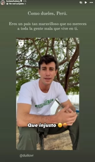 Luciana Fuster se solidarizó con Duilio Vallebuona. Fuente: Instagram