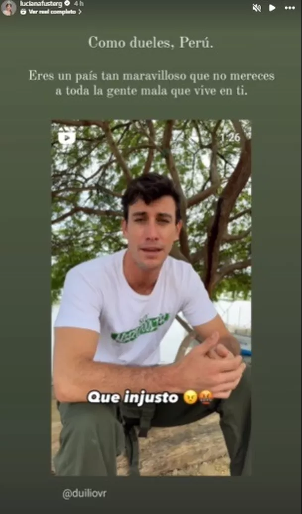 Luciana Fuster se solidarizó con Duilio Vallebuona. Fuente: Instagram