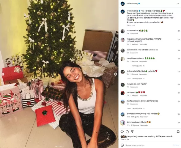 Mensaje de Luciana Fuster en Navidad. Fuente: Instagram