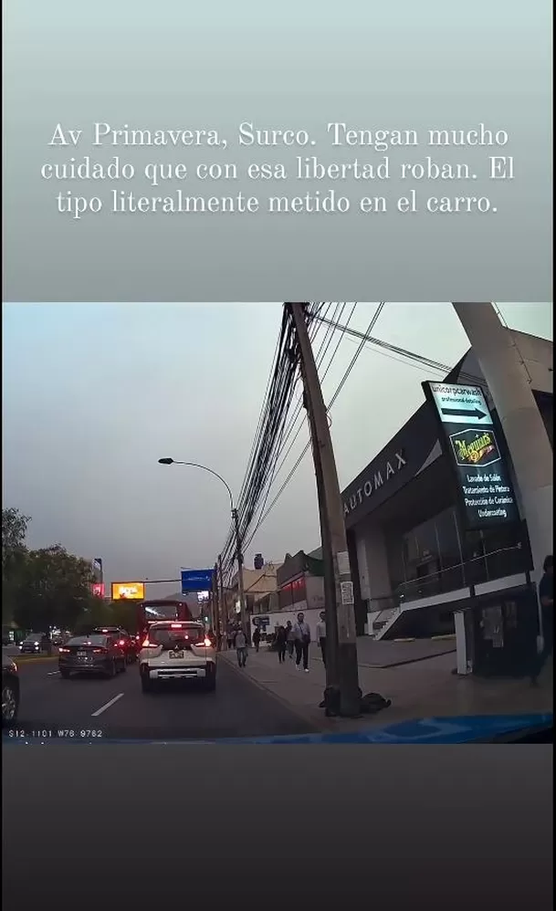 Luciana Fuster publicó el video en el que fue testigo de un robo/Foto: Instagram Luciana Fuster publicó el video en el que fue testigo de un robo/Foto: Instagram