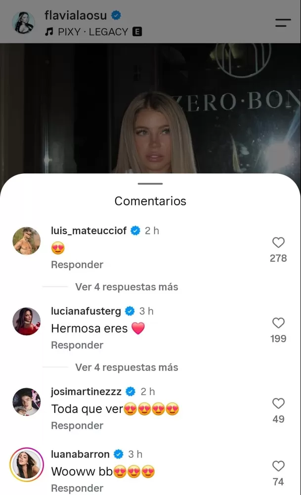 Comentario de Luciana Fuster en la publicación de Flavia Laos / IG: flavialaosu Comentario de Luciana Fuster en la publicación de Flavia Laos / IG: flavialaosu