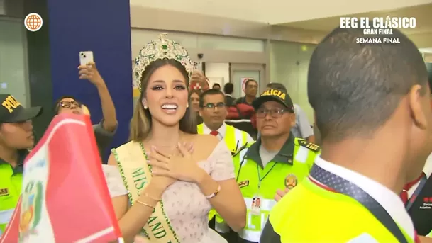 Luciana Fuster tuvo gran recibimiento en el aeropuerto al llegar a Lima. Fuente: AméricaTV