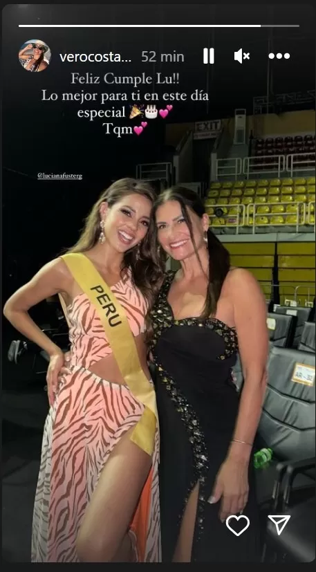 Este fue el cariñoso mensaje que le dejó la madre de Patricio Parodi, Verónica Costa a la MIss Gfrand International por sus 25 años/Foto: Instagram