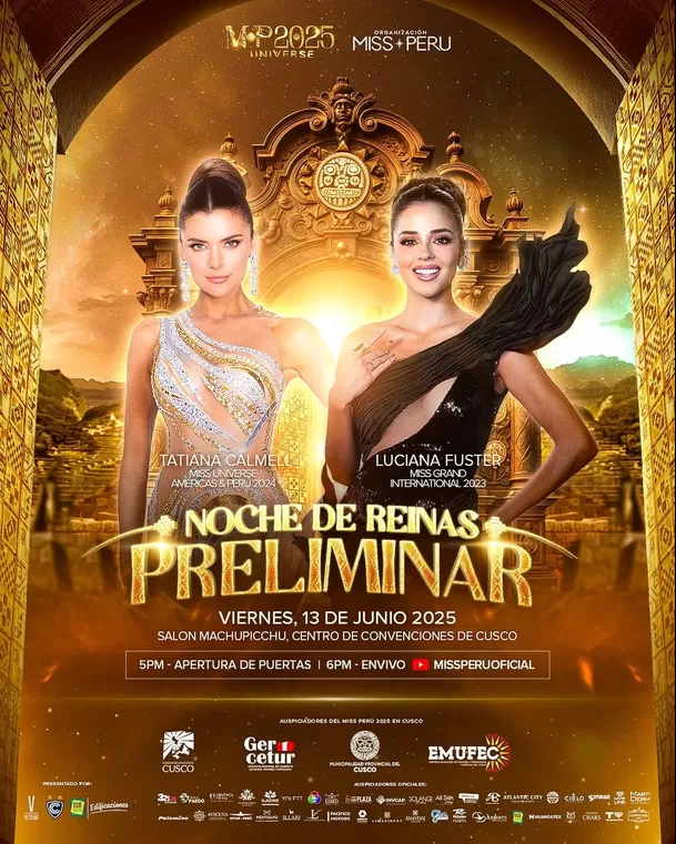 Luciana Fuster estará en la preliminar del Miss Perú 2025 con Tatiana Calmell / Instagram