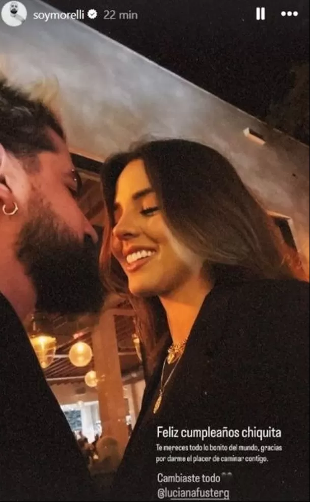 El 14 de enero de este año, Juan Morelli dedicó romántico mensaje a Luciana Fuster por su cumpleaños / Instagram